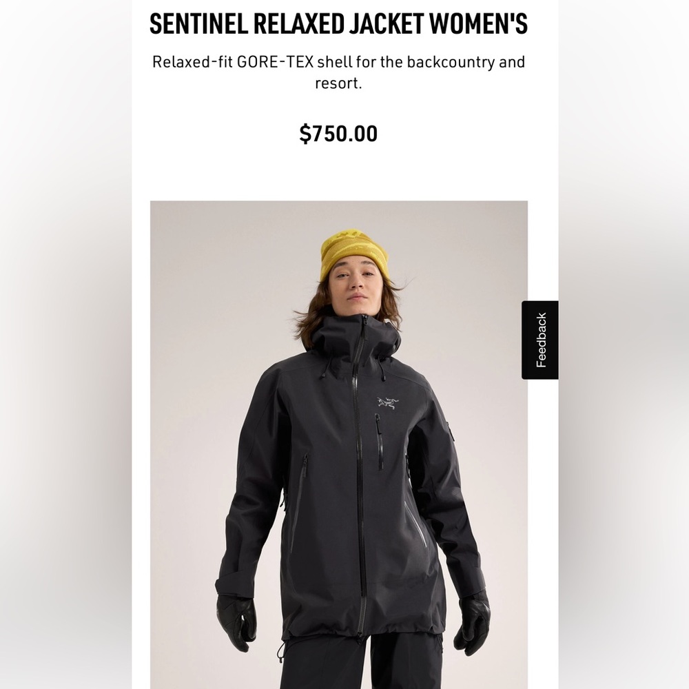 arcteryx sentinel relaxed fit jacket
